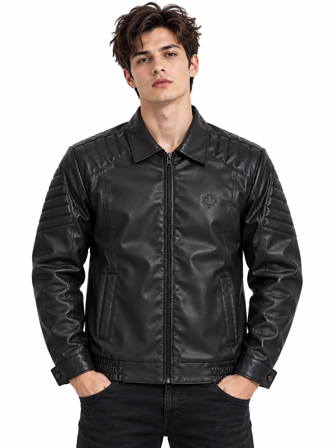 black leather jacket studio portrait black leather jacket studio portrait