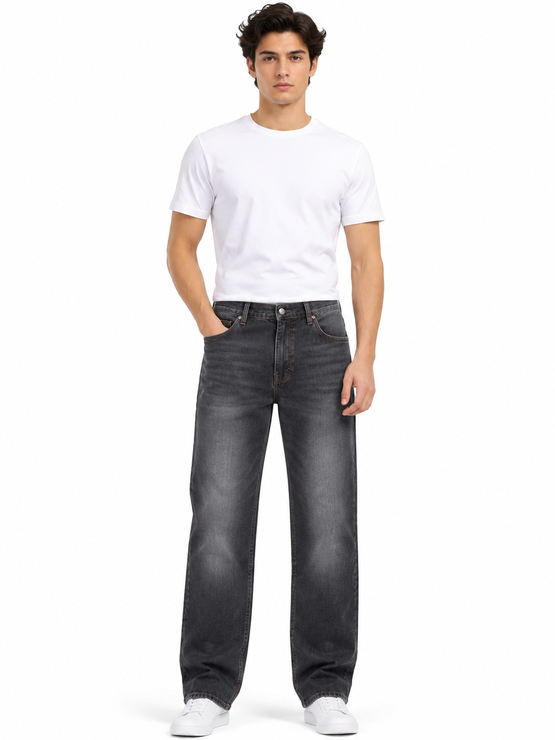 minimalist charcoal denim look minimalist charcoal denim look