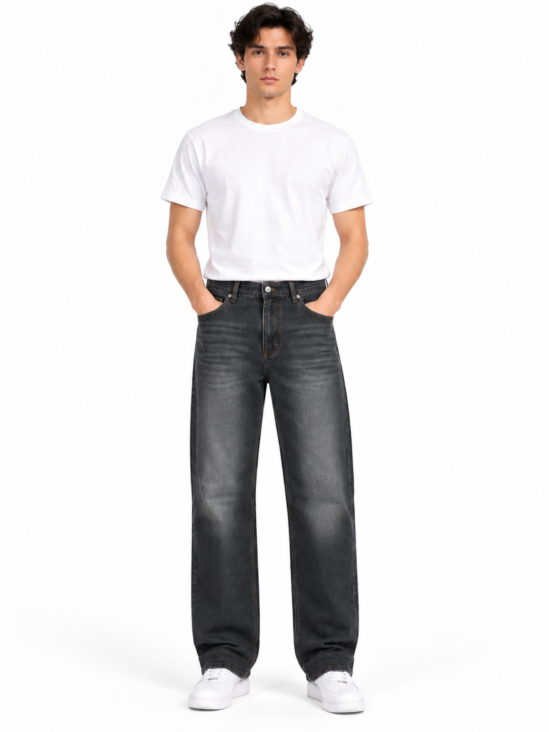 minimalist full body denim look minimalist full body denim look